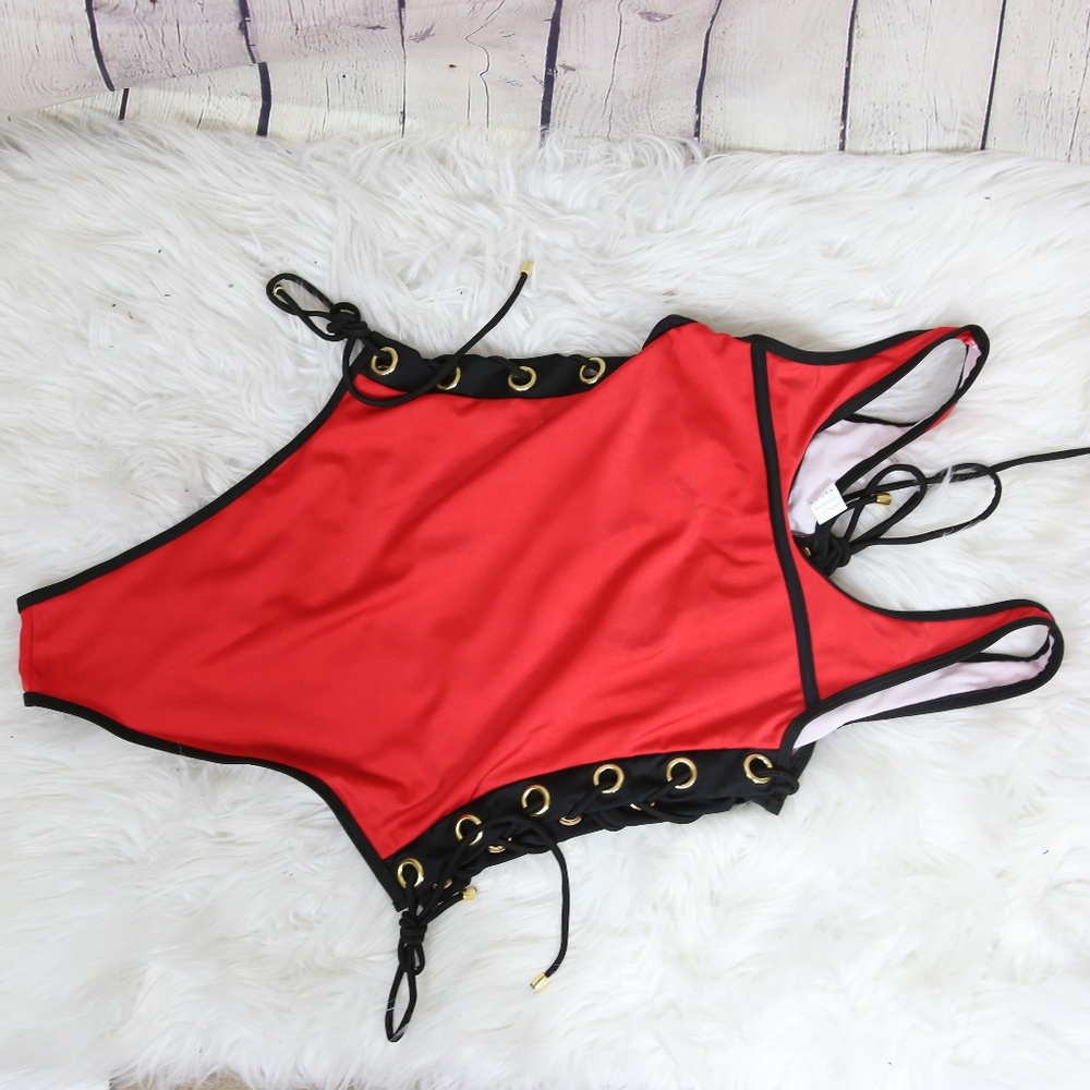 Sexy Red One Piece Swimsuit - Picture 4 of 6